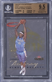 2003-04 Fleer Mystique Gold #108 Carmelo Anthony Rookie Card (Missing Serial #) - BGS GEM MINT 9.5